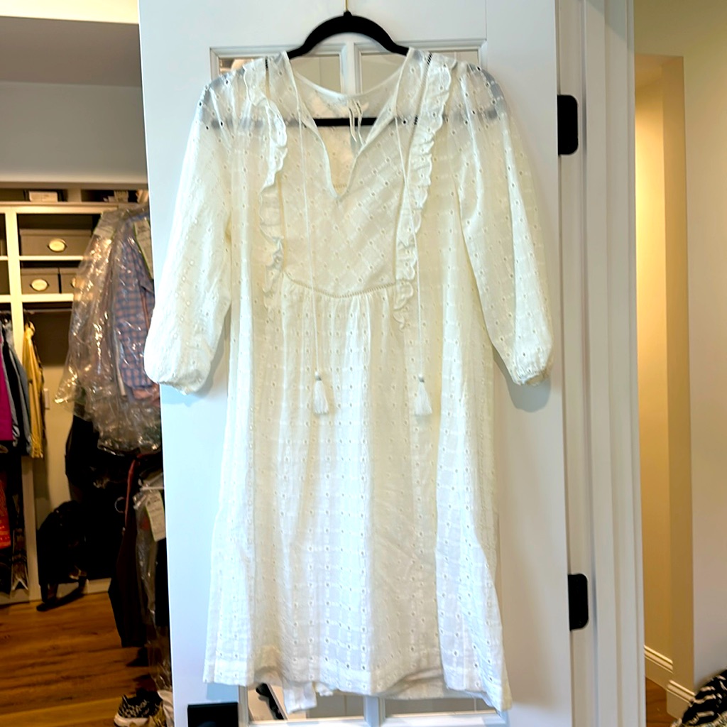 By Anthropologie Lace Eyelet Long-Sleeve Mini Dress Size 2
